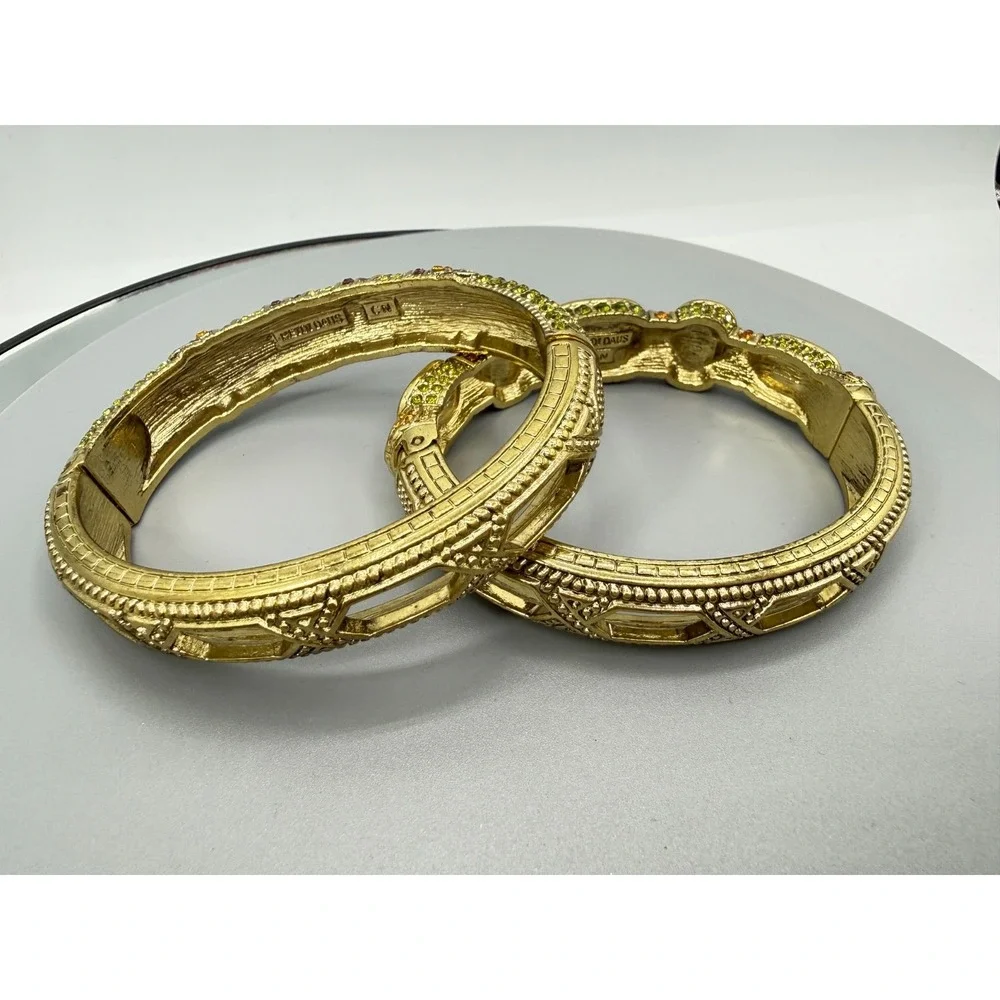 Heidi Daus Triple Play Crystal Bangle Bracelet 2 Pc Red (Siam Multi) STUNNING! - Picture 11 of 12
